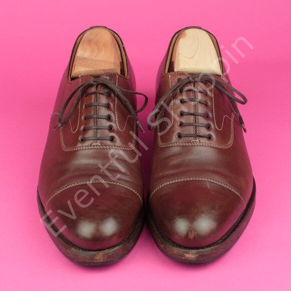 Paul Stuart Shoes Mens 9 Brown Cap Toe Oxford Sestiere Dainite Soles Italy - Picture 2 of 11